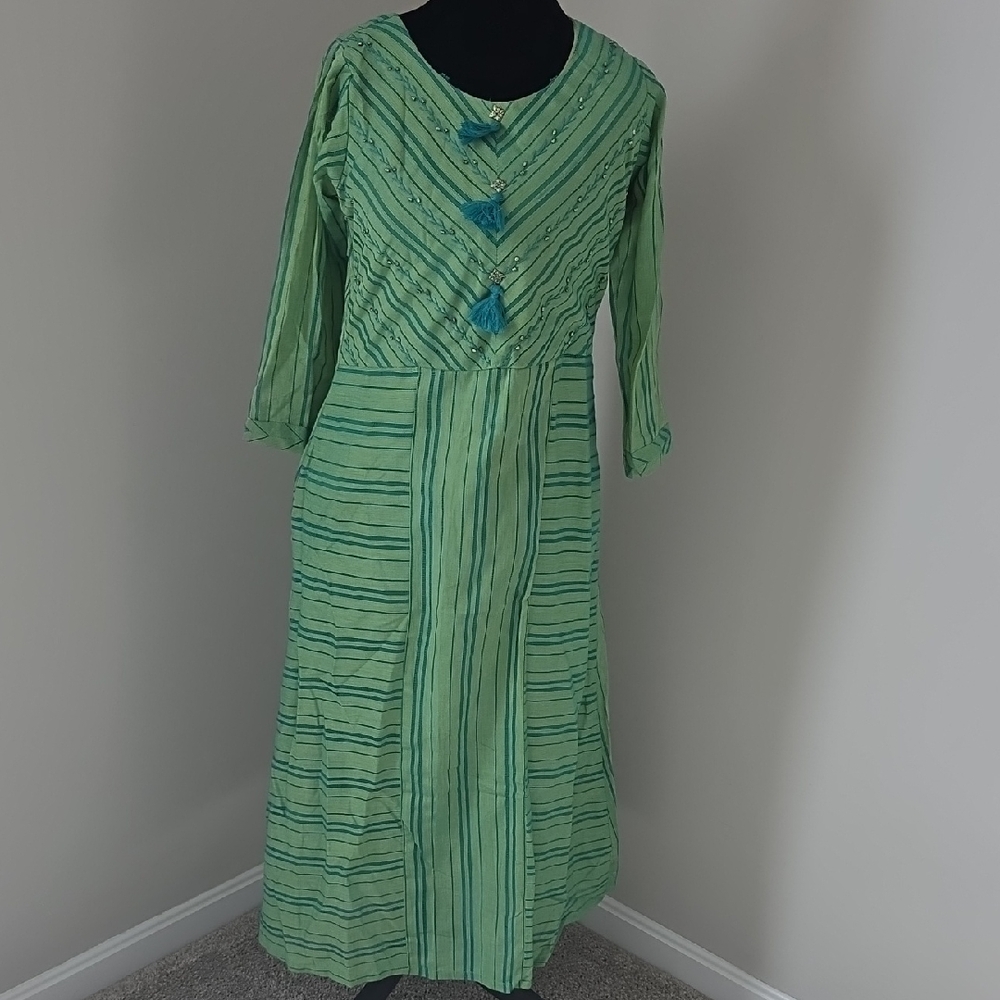 Green Striped Women's Kurta